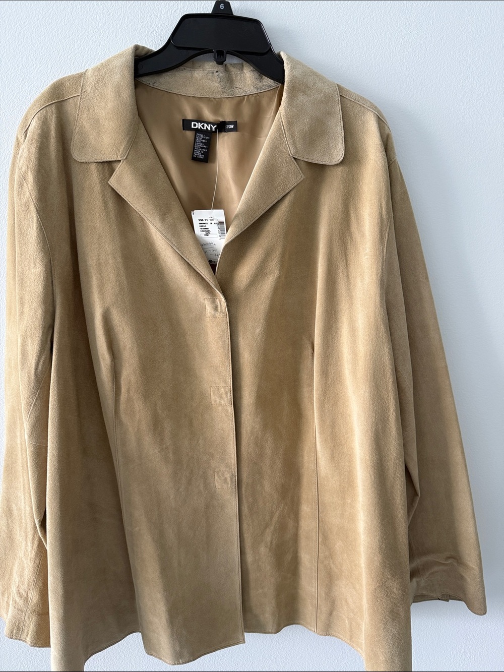 DKNY Beige Suede Button-Front Jacket